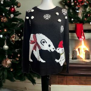 ✔️ Christmas Sweater with Polar Bears and 3D Snowballs Size Small